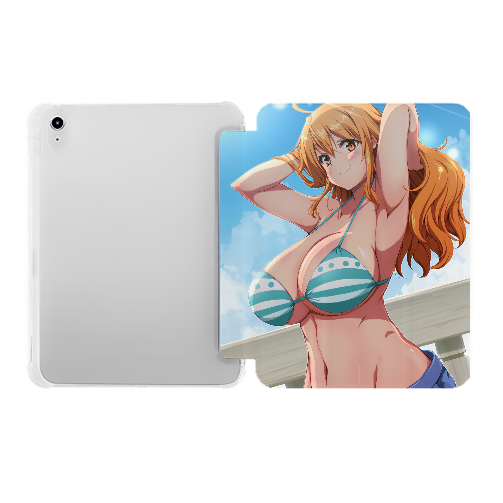 （画像用） ワンピース ONE PIECE IPad ケース ペン収納付き 三つ折りスタンド PUレザー×シリコン 対応機種9.5/10.5/10.9インチ